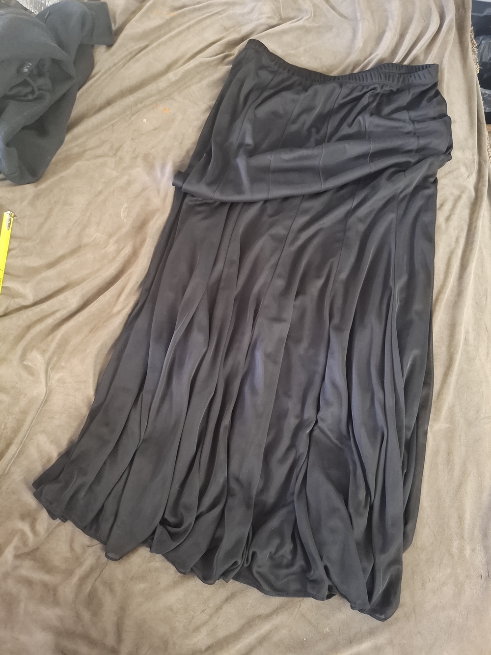 Onyx Black Satin Pleated Maxi Skirt